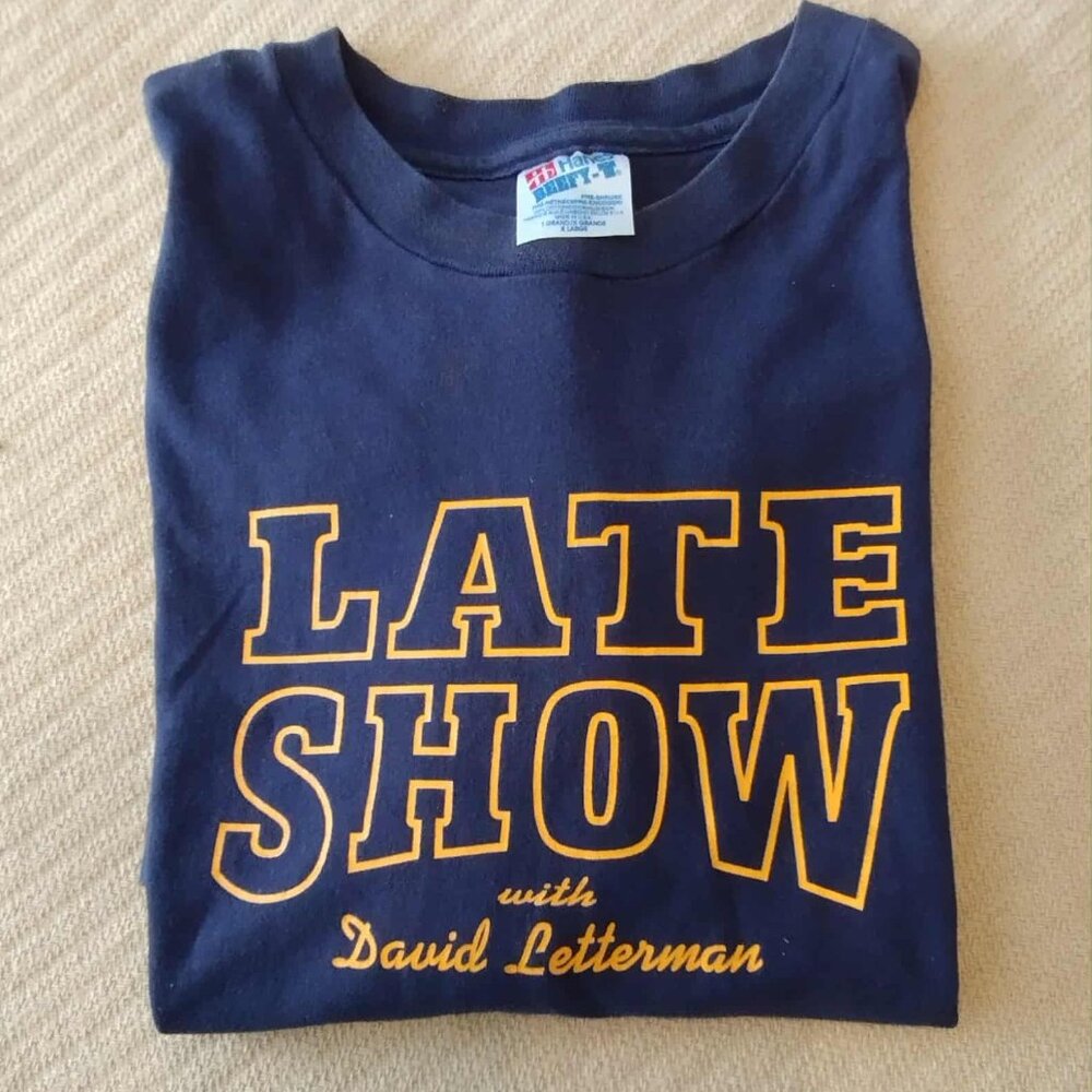 Vtg T-Shirt Late Show with David Letterman 90’s Men's Size XL Navy Blue